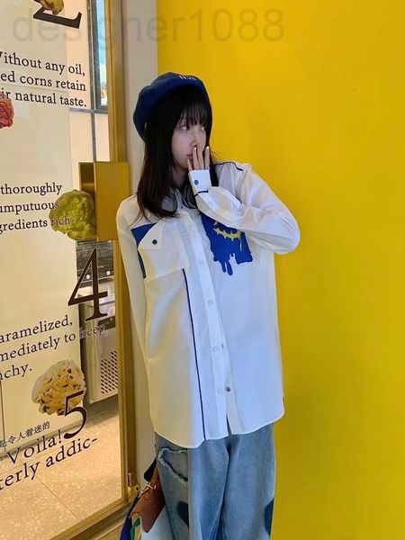 women's blouses & shirts designer chaopai 22 spring and summer new niche fashion hem pocket decoration contrast color smiling face past, White
women's blouses & shirts designer chaopai 22 spring and summer new niche fashion hem pocket decoration contrast color smiling face past, White