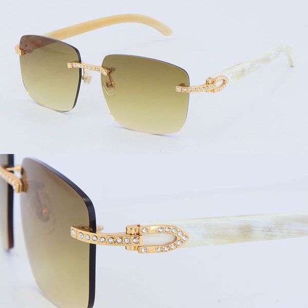 wholesale selling style samll diamond sunglasses rimless t8300816 white buffalo horn sun glasses famous c decoration male and female 18k gol, White;black
wholesale selling style samll diamond sunglasses rimless t8300816 white buffalo horn sun glasses famous c decoration male and female 18k gol, White;black