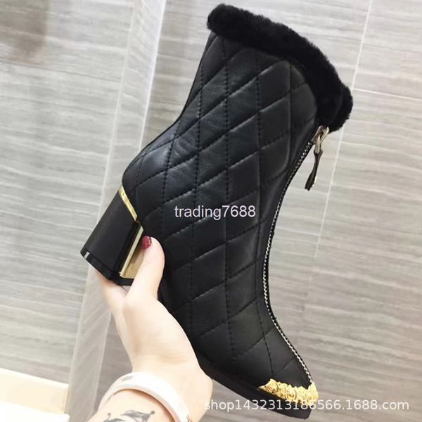 boots winter fashion cowhide thick high-heeled front zipper short boots versatile lingge wool warm women's, Black
boots winter fashion cowhide thick high-heeled front zipper short boots versatile lingge wool warm women's, Black