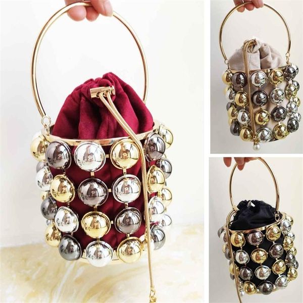 wine velvet box shoulder metallic bucket mini tote chain party female pochette bags 220624
wine velvet box shoulder metallic bucket mini tote chain party female pochette bags 220624
