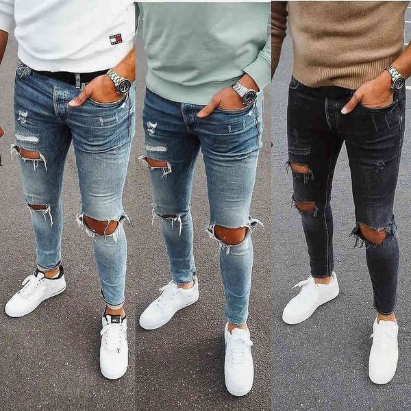men's jeans men's jeans korean fashion hole elastic casual small foot slim fit pants z41u, Blue
men's jeans men's jeans korean fashion hole elastic casual small foot slim fit pants z41u, Blue