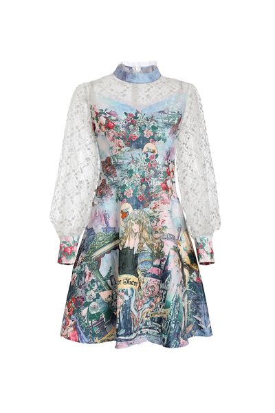 clothing fashion designer summer short dress women casual dresses long sleeve patchwork flower print vintage jacquard dress 2022, Black;gray 
clothing fashion designer summer short dress women casual dresses long sleeve patchwork flower print vintage jacquard dress 2022, Black;gray