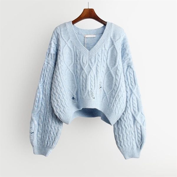 2020 new casual street women sweater knitted pullover v neck loose sweater lj201113, White;black
2020 new casual street women sweater knitted pullover v neck loose sweater lj201113, White;black