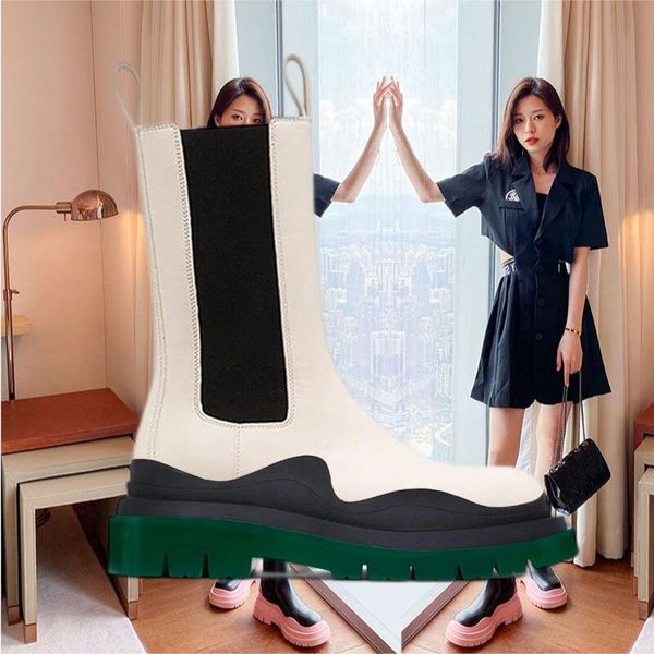 two tone tire chelsea boots women platform chunky boot lady luxe design men calf desiger mid tube calfskin slip-on style round toe boots whi, Black
two tone tire chelsea boots women platform chunky boot lady luxe design men calf desiger mid tube calfskin slip-on style round toe boots whi, Black