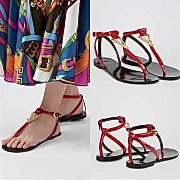 summer european and american sandals metal buckle pop red flat bottomed womens slippers 220623, Black
summer european and american sandals metal buckle pop red flat bottomed womens slippers 220623, Black