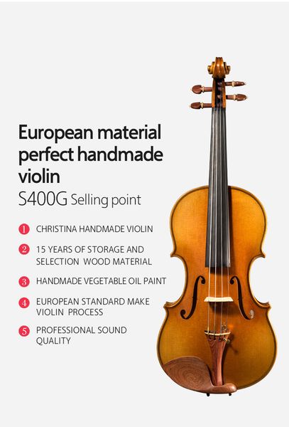 christina s400g violin european high-grade maple violin 4/4,handmade master solo violino musical instrument+fiddle case,bow
christina s400g violin european high-grade maple violin 4/4,handmade master solo violino musical instrument+fiddle case,bow