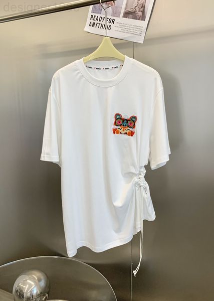 women's t-shirt designer 22 spring and summer new minority color tiger head embroidery waist drawstring short sleeve 0216, White
women's t-shirt designer 22 spring and summer new minority color tiger head embroidery waist drawstring short sleeve 0216, White