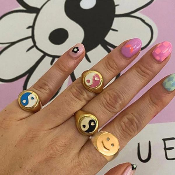 cluster rings korean style gold silver color metal for women cute enamel heart yin and yang knuckles ring jewelry gifts drop, Golden;silver
cluster rings korean style gold silver color metal for women cute enamel heart yin and yang knuckles ring jewelry gifts drop, Golden;silver