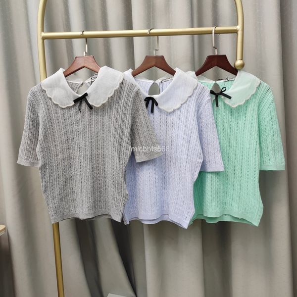 women's knits & tees mm family miao doll collar short sleeve college style youth sweet cashmere knitted t-shirt lace up off-season enti, White
women's knits & tees mm family miao doll collar short sleeve college style youth sweet cashmere knitted t-shirt lace up off-season enti, White