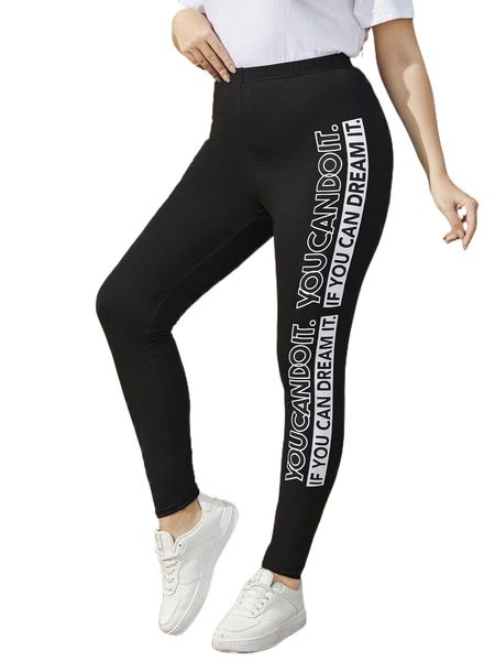 plus slogan graphic leggings l7ut#, Black
plus slogan graphic leggings l7ut#, Black