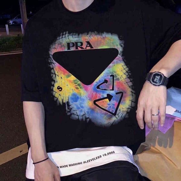 spring new couple's colorful dazzling neck casual t-shirt for men women, White 
spring new couple's colorful dazzling neck casual t-shirt for men women, White
