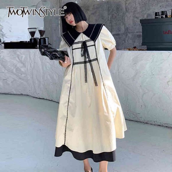 vintage patchwork lace dress for women o neck short sleeve hit color midi dresses female fashion clothing 210423, Black;gray
vintage patchwork lace dress for women o neck short sleeve hit color midi dresses female fashion clothing 210423, Black;gray