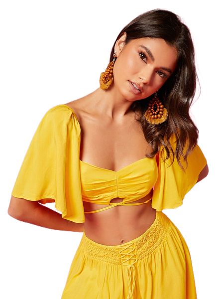 solid tie back ruched f0ze#, White 
solid tie back ruched f0ze#, White