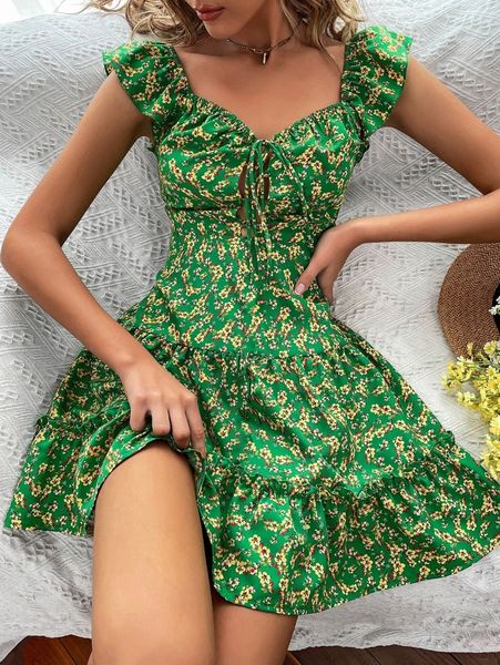 ditsy floral lace up front butterfly sleeve ruffle hem dress a12q#, Black;gray
ditsy floral lace up front butterfly sleeve ruffle hem dress a12q#, Black;gray