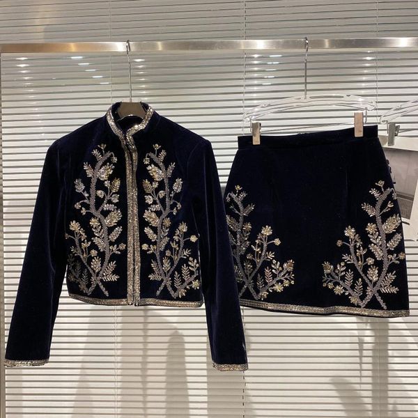 two piece dress autumn winter velvet suit women jacket mini skirt vintage sequins set, White
two piece dress autumn winter velvet suit women jacket mini skirt vintage sequins set, White