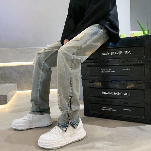 men's jeans solid autumn streetwear baggy men fashion loose straight wide leg zipper pants male vintage clothing black light bluemen�, Blue
men's jeans solid autumn streetwear baggy men fashion loose straight wide leg zipper pants male vintage clothing black light bluemen�, Blue