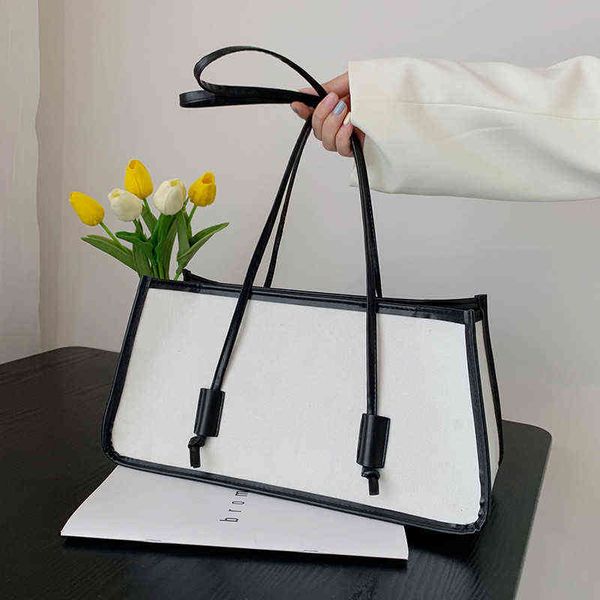 white large tote women's solid color shoulder bag large capacity temperament personality shopping bag 220616
white large tote women's solid color shoulder bag large capacity temperament personality shopping bag 220616