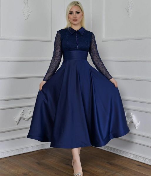 lace long sleeves evening dresses with buttons lapel high collar prom party gowns a line tea length satin formal banquet women wear, Black;red
lace long sleeves evening dresses with buttons lapel high collar prom party gowns a line tea length satin formal banquet women wear, Black;red