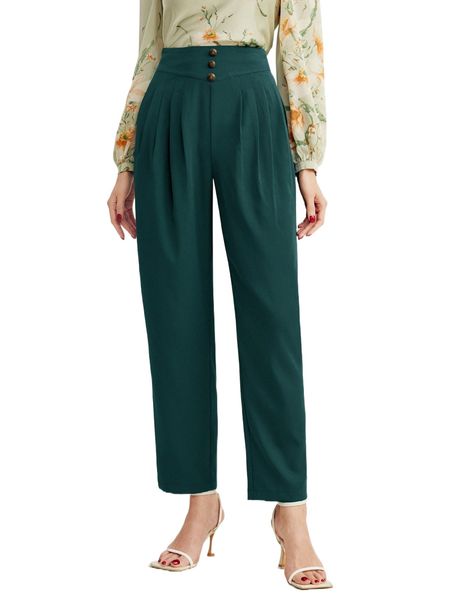 high waist plicated detail straight leg pants 69qf#, Black;white
high waist plicated detail straight leg pants 69qf#, Black;white