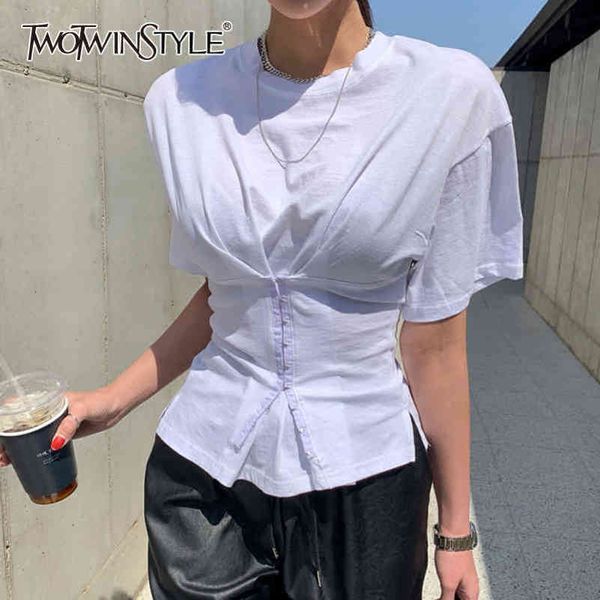 twowinsyle white korean shirt for women o neck short sleeve unic casual shirts female fashion clothes summer 210423
twowinsyle white korean shirt for women o neck short sleeve unic casual shirts female fashion clothes summer 210423