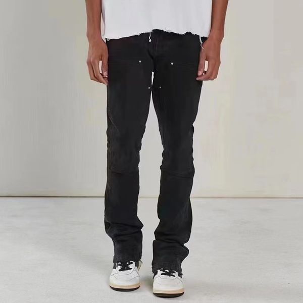 high street frayed washed wide jeans pants for men and women straight ripped casual oversized denim trousers, Black
high street frayed washed wide jeans pants for men and women straight ripped casual oversized denim trousers, Black