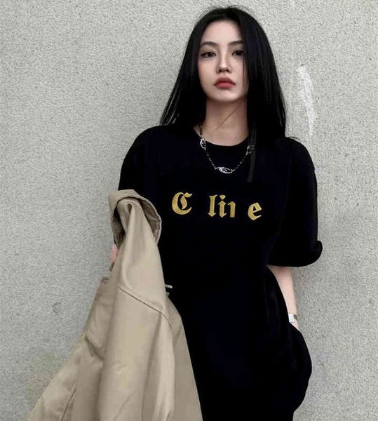 women's t-shirt correct version summer luxury cel gold pearl coated letters men's and women's short sleeve, White
women's t-shirt correct version summer luxury cel gold pearl coated letters men's and women's short sleeve, White