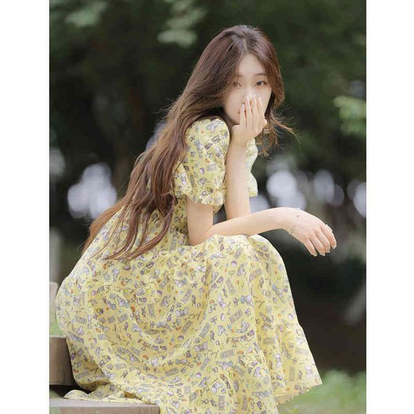 casual dresses 2022 summer women's tea break french first love chic bubble sleeve long skirt light yellow floral dress grhl, Black;gray
casual dresses 2022 summer women's tea break french first love chic bubble sleeve long skirt light yellow floral dress grhl, Black;gray
