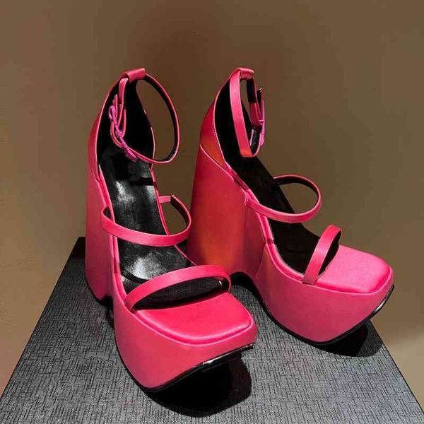 dress shoes gaoding european and american style square head super high heel thick soled sandals with one-line buckle slope open toe, Black
dress shoes gaoding european and american style square head super high heel thick soled sandals with one-line buckle slope open toe, Black