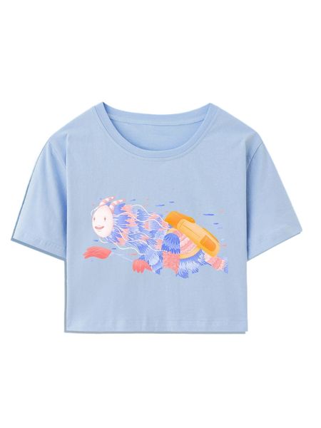 romwe x byloelee cartoon graphic crop tee a7wq#, White