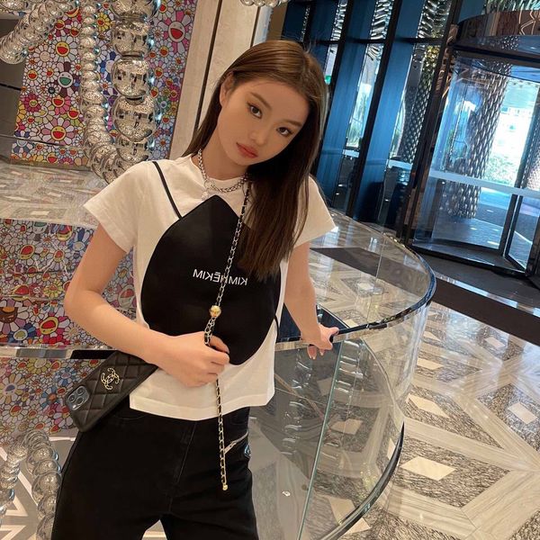 women's t-shirt designer 2021 summer new color contrast love letter round neck short sleeve simple fashion splicing thin t-shirt women&, White
women's t-shirt designer 2021 summer new color contrast love letter round neck short sleeve simple fashion splicing thin t-shirt women&, White