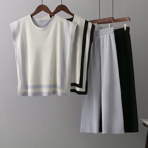 fashion casual knitted 2 pant piece set women loose pullover sweater wide leg pants suits knitwear all-match two sets, White
fashion casual knitted 2 pant piece set women loose pullover sweater wide leg pants suits knitwear all-match two sets, White