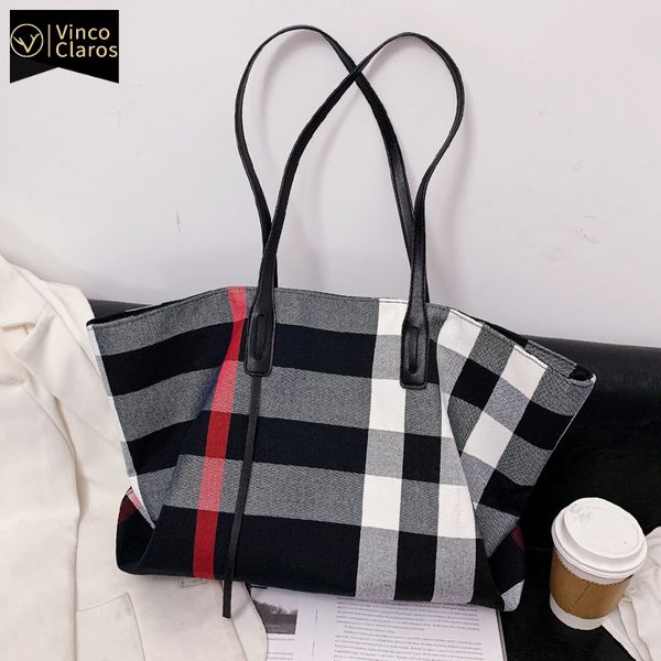 large capacity cotton fabric plaid casual tote bags for women luxury brand fashion shoulder bag handbags designer bolsos sac 220715
large capacity cotton fabric plaid casual tote bags for women luxury brand fashion shoulder bag handbags designer bolsos sac 220715
