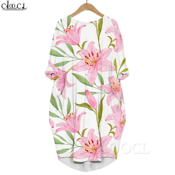 women dress pink lily 3d printed dress long sleeve pocket dress round neck loose robes kneelength dresses elegant style 220616, Black;gray
women dress pink lily 3d printed dress long sleeve pocket dress round neck loose robes kneelength dresses elegant style 220616, Black;gray