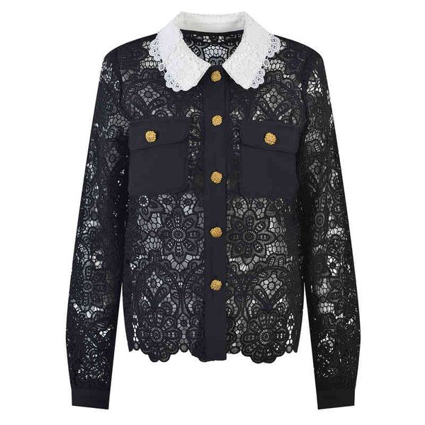 women's blouses shirts french style early autumn lapel embroidery lace single breasted pocket hollow out doll neck umbv, White
women's blouses shirts french style early autumn lapel embroidery lace single breasted pocket hollow out doll neck umbv, White