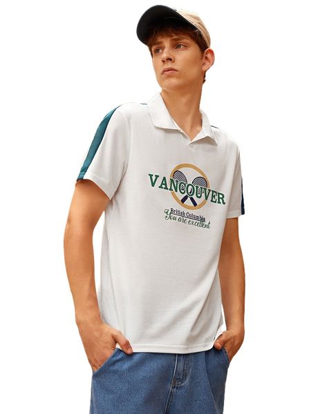 men letter graphic contrast side seam polo shirt p0ot#, White;black
men letter graphic contrast side seam polo shirt p0ot#, White;black