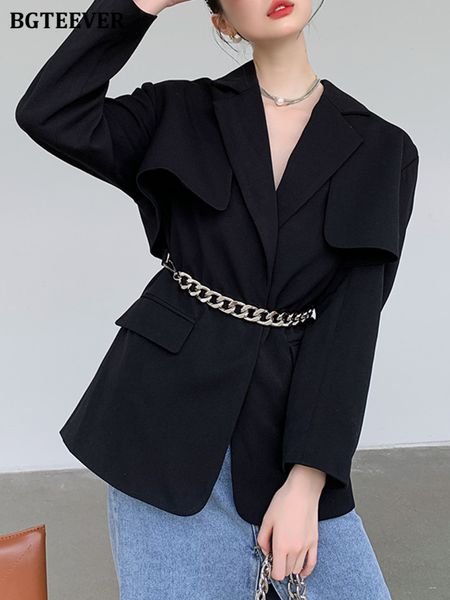 stylish notched collar ladies blazer 2022 elegant single-breasted chain belted women suit jackets outwear, White;black
stylish notched collar ladies blazer 2022 elegant single-breasted chain belted women suit jackets outwear, White;black