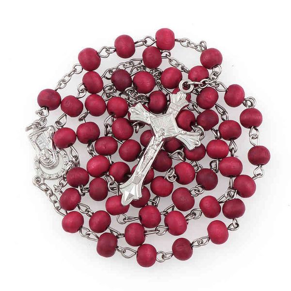 6mm rose fragrance wooden bead holy cross pendant rosari necklace with sier cross maria center rosary religious jewelry, Silver
6mm rose fragrance wooden bead holy cross pendant rosari necklace with sier cross maria center rosary religious jewelry, Silver