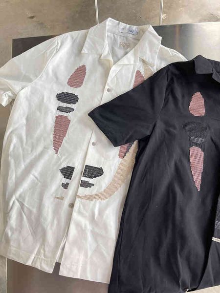 men's casual shirts correct version summer luxury fashion luojia cartoon faceless men's special embroidery machine and wo short sl, White;black
men's casual shirts correct version summer luxury fashion luojia cartoon faceless men's special embroidery machine and wo short sl, White;black