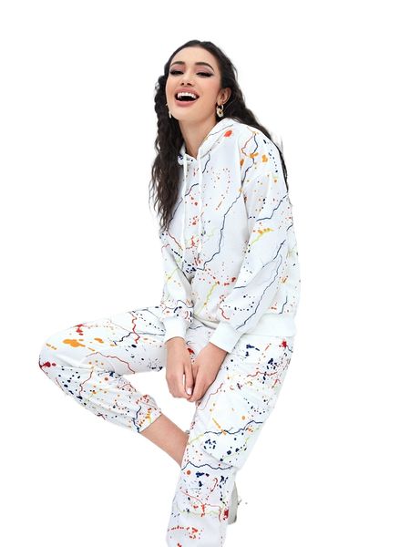 splattered paint drawstring hoodie & sweatpants s51i#, White
splattered paint drawstring hoodie & sweatpants s51i#, White