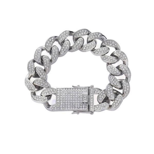 link, chain 20mm men's chunky iced out crystal miami cuban link bracelet bling hip hop rock jewelry gold silver color for men women, Black
link, chain 20mm men's chunky iced out crystal miami cuban link bracelet bling hip hop rock jewelry gold silver color for men women, Black