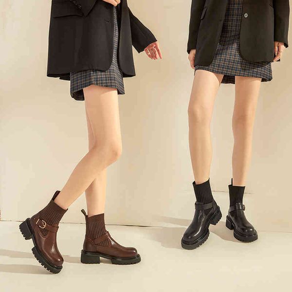 boots leather thick soled martin boots british style autumn winter short mary jane socks women's heel, Black
boots leather thick soled martin boots british style autumn winter short mary jane socks women's heel, Black