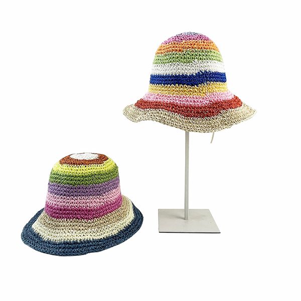 summer straw crochet bucket hat women's foldable panama cap uv sun boho colorful stripes fishing vacation beach 220507, Blue;gray
summer straw crochet bucket hat women's foldable panama cap uv sun boho colorful stripes fishing vacation beach 220507, Blue;gray