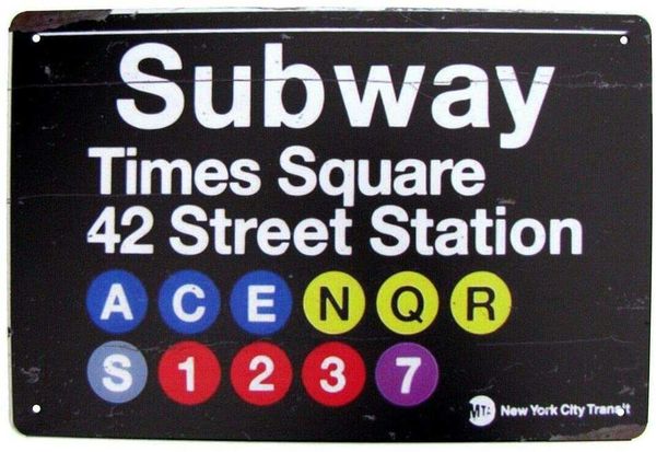 metal vintage chic art decoration nyc times square subway sign new york city for home bar cafe farm store garage or club 12" x 8"
metal vintage chic art decoration nyc times square subway sign new york city for home bar cafe farm store garage or club 12" x 8"