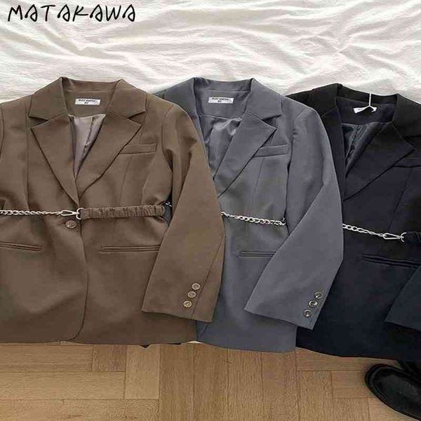 single button women blazers pure color suit jacket spring notched womens longsleeved coat with belt 210506, White;black
single button women blazers pure color suit jacket spring notched womens longsleeved coat with belt 210506, White;black
