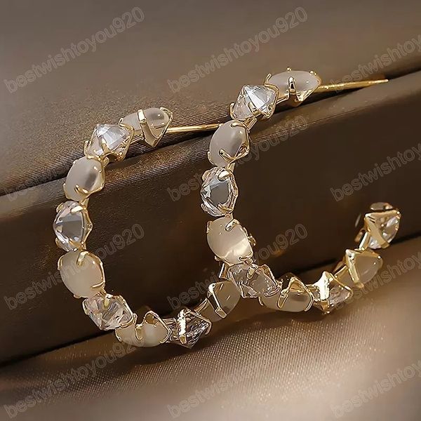 women luxury opals stud earrings korean fashion jewelry party girls temperament accessories hoop earring, Golden;silver
women luxury opals stud earrings korean fashion jewelry party girls temperament accessories hoop earring, Golden;silver