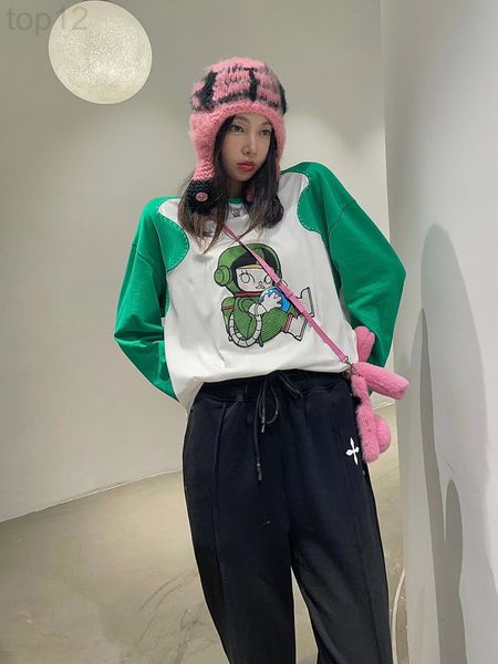 women's t-shirt designer chaopai 22 early spring new color contrast stitching cartoon embroidery pullover long sleeve t-shirt women, White
women's t-shirt designer chaopai 22 early spring new color contrast stitching cartoon embroidery pullover long sleeve t-shirt women, White