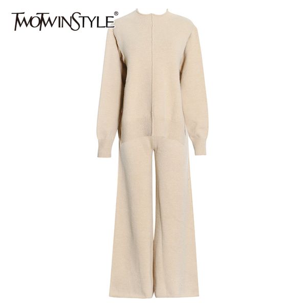 minimalist knitted two piece set for women o neck long sleeve sweater wide leg pants casual sets female 210423, White
minimalist knitted two piece set for women o neck long sleeve sweater wide leg pants casual sets female 210423, White