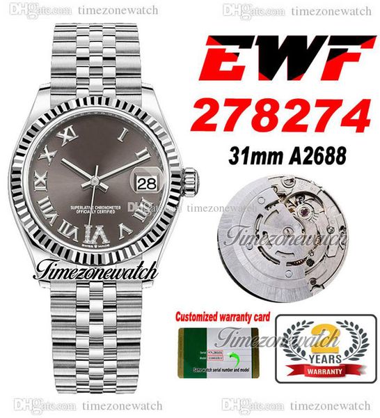 ewf 31mm 278273 eta a2688 automatic womens ladies watch fluted bezel gray roman diamonds dial jubileesteel bracelet super edition with warra, Slivery;brown
ewf 31mm 278273 eta a2688 automatic womens ladies watch fluted bezel gray roman diamonds dial jubileesteel bracelet super edition with warra, Slivery;brown
