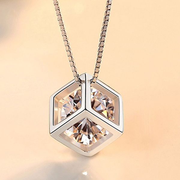 new 925 silver plated women necklaces fashion love cube pendant zircon clavicle chain jewelry length 45cm
new 925 silver plated women necklaces fashion love cube pendant zircon clavicle chain jewelry length 45cm