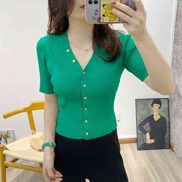women's sweaters fadan family summer thin gold button v-neck sweater women's slim pit strip short sleeve blouse uzys, White;black
women's sweaters fadan family summer thin gold button v-neck sweater women's slim pit strip short sleeve blouse uzys, White;black